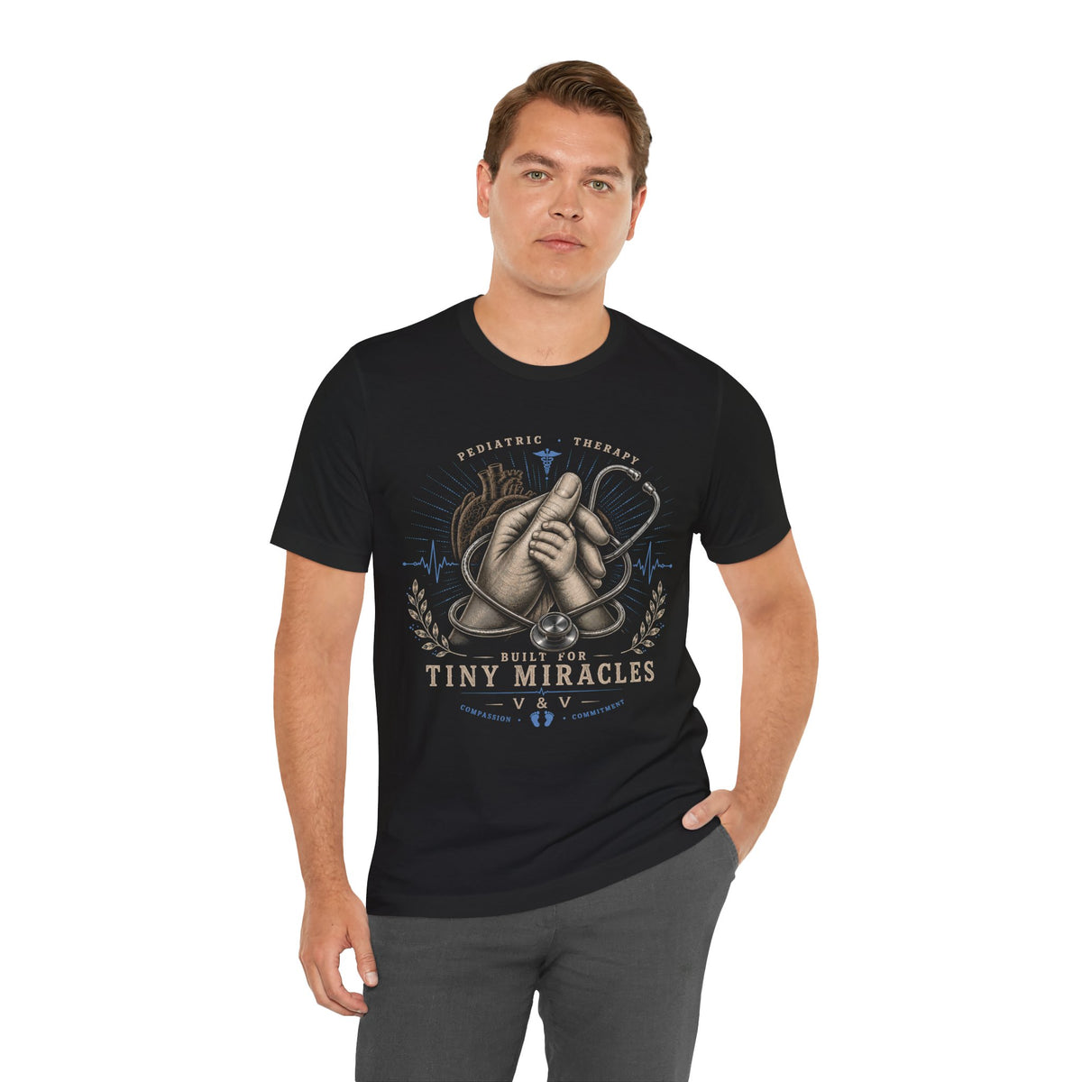 Pediatric Therapist Tee — "Built for Tiny Miracles" Short Sleeve Shirt