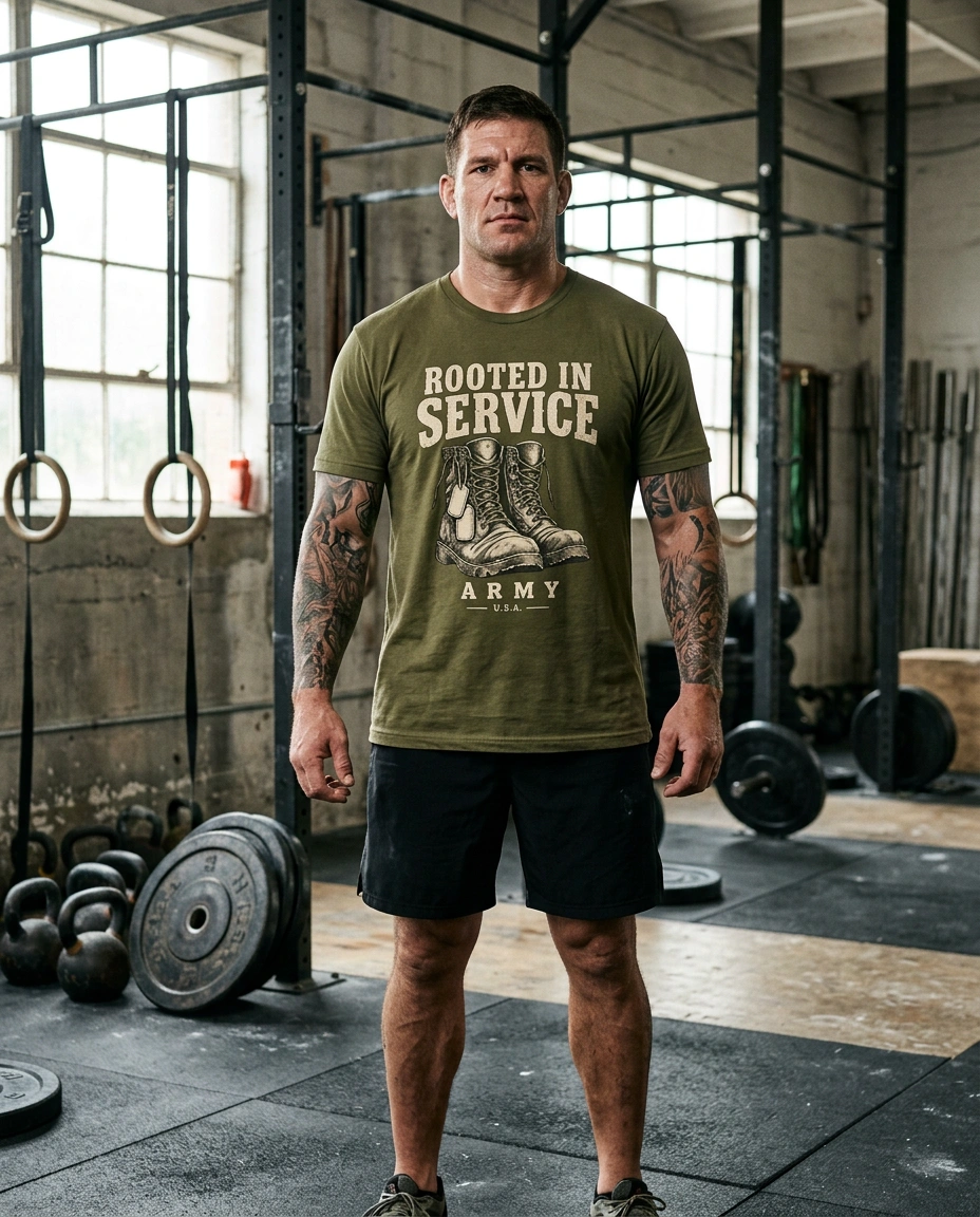 Rooted in Service – Army Tee – Vibes and Vitals