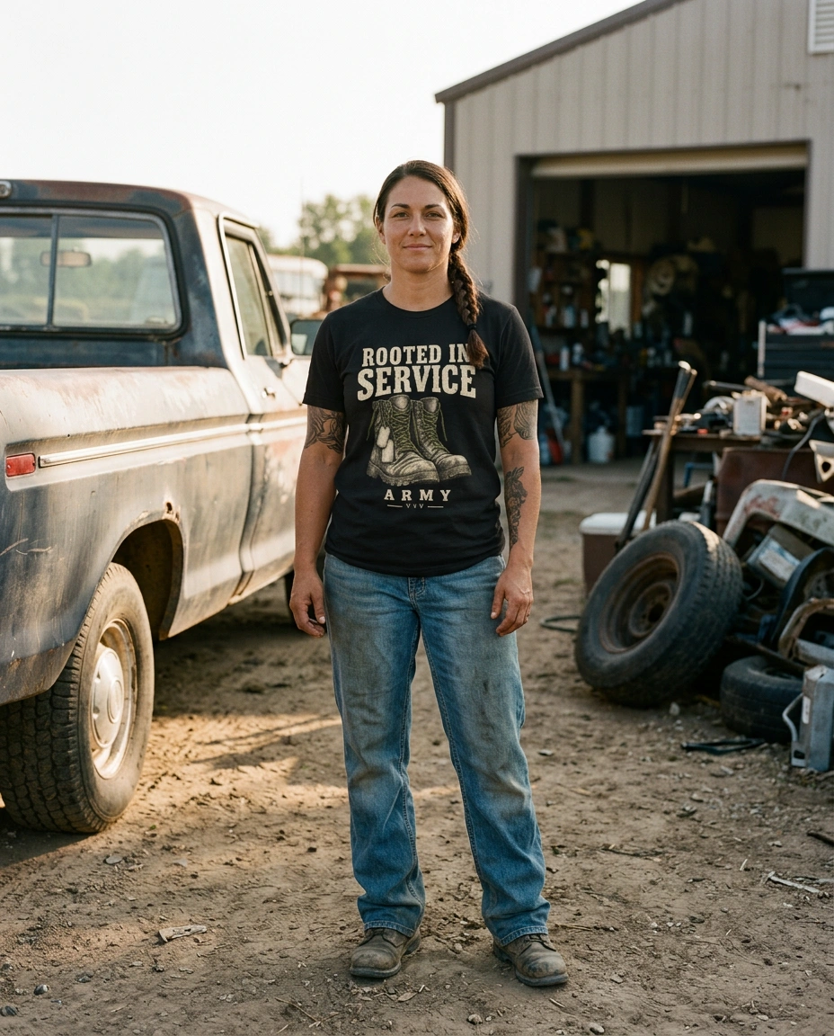 Rooted in Service – Army Tee – Vibes and Vitals