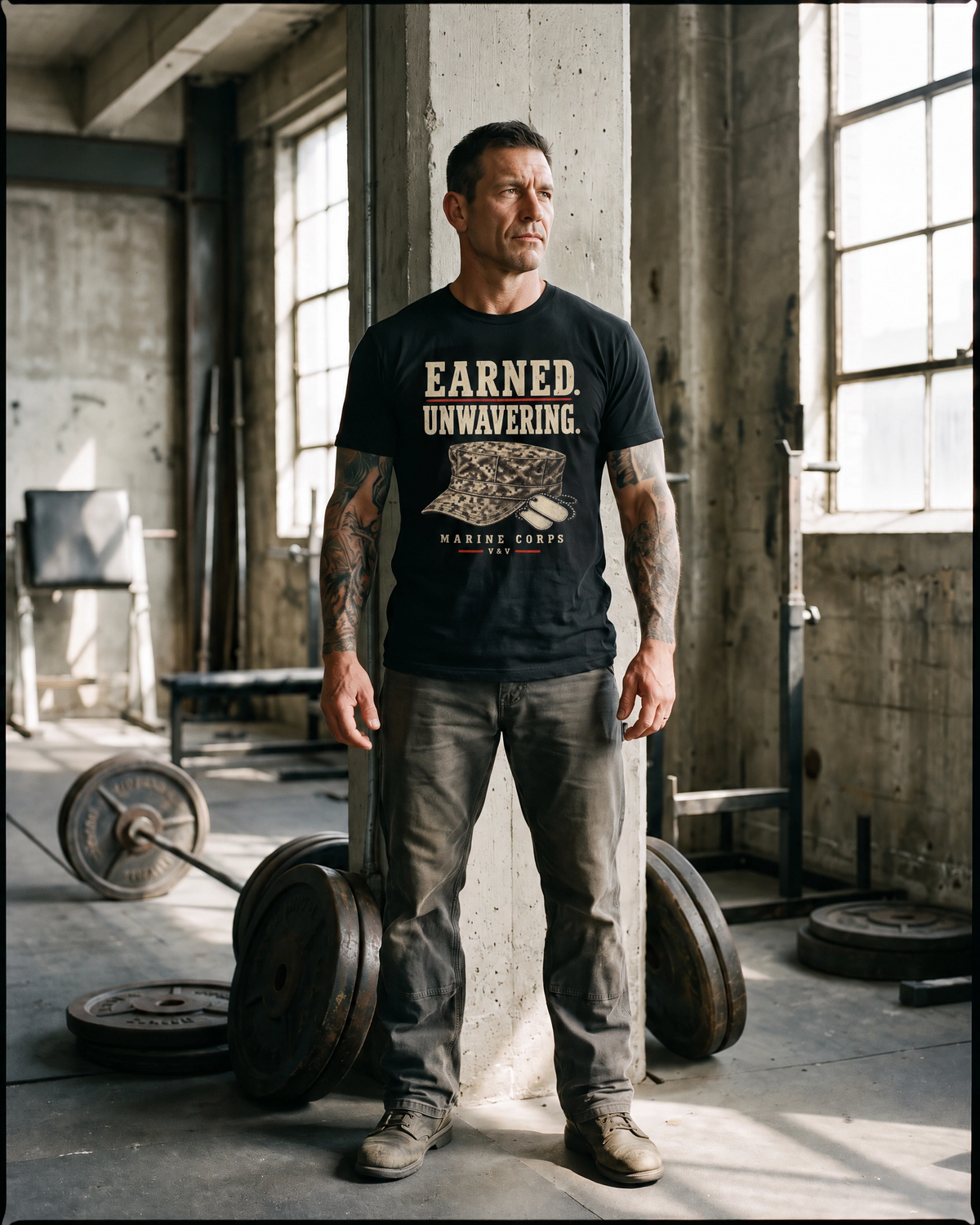 Earned. Unwavering. - Marine Corps Tee